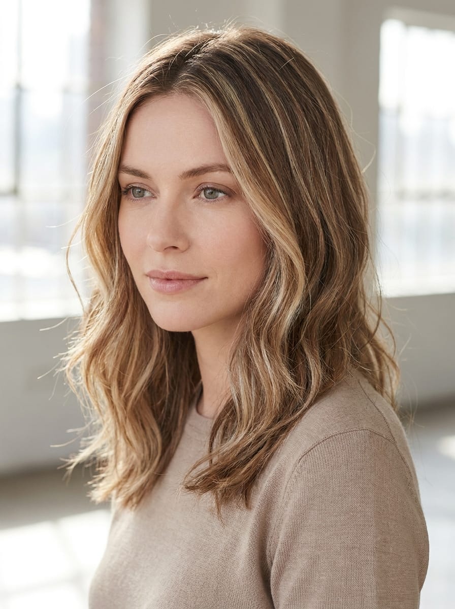 Dunkelblonde Haare mit Champagner Highlights - Dunkelblonde Haare mit Highlights